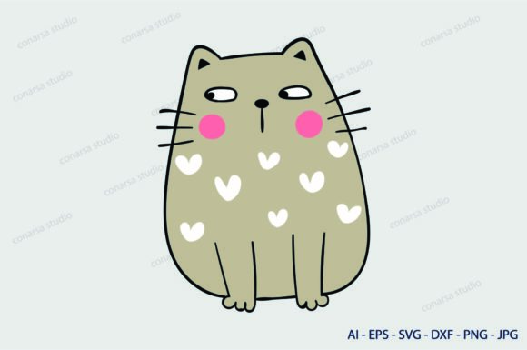 Cat, Svg, Brown, Heart , Love