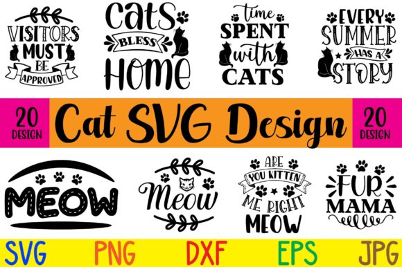 Cat SVG Bundle 20 Designs