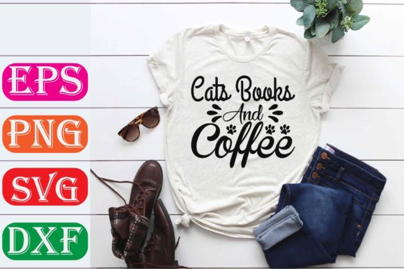Cat Svg Design. Cats Books and Coffee