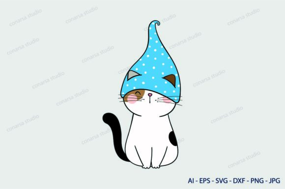 Cat, Svg, Hat Blue