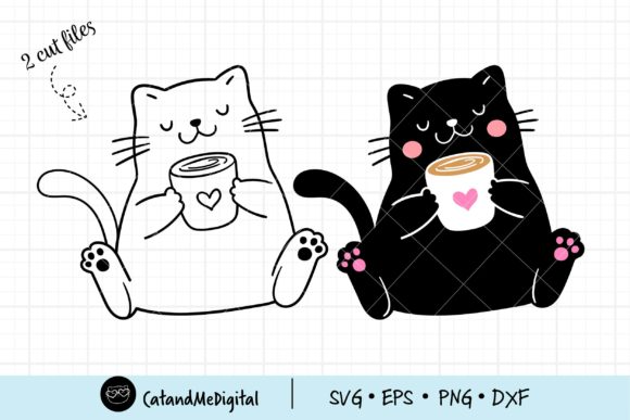 Coffee Cat Svg Cutting File