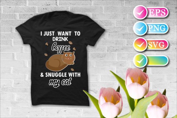 Coffee Cat Svg T-shirt Design