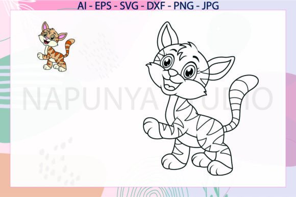Coloring Book Page Animals Cat,svg