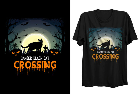 Halloween Black Cat SVG T-Shirt Design