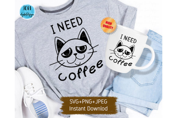I Need Coffee Cat Svg