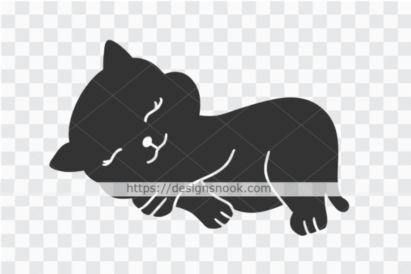 Sleeping Chubby Cat Svg